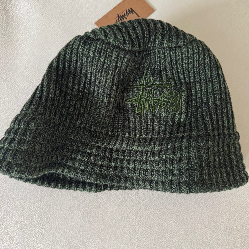 Brand New with tags STUSSY Green Marl Knit Bucket Hat - Picture 2 of 10